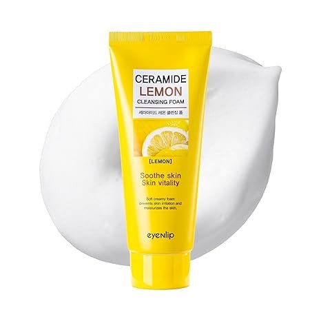 Ceramide Lemon Cleansing Foam 3.3fl oz - Creamy Daily Cleanser with Fruit Extracts and Ceramide NP for Soft, Fresh Skin, Korean Skin Care